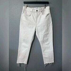 Frame Le Beau Women's White Jeans Denim Pants Sz 27 Raw Hem Stretch High-Waisted